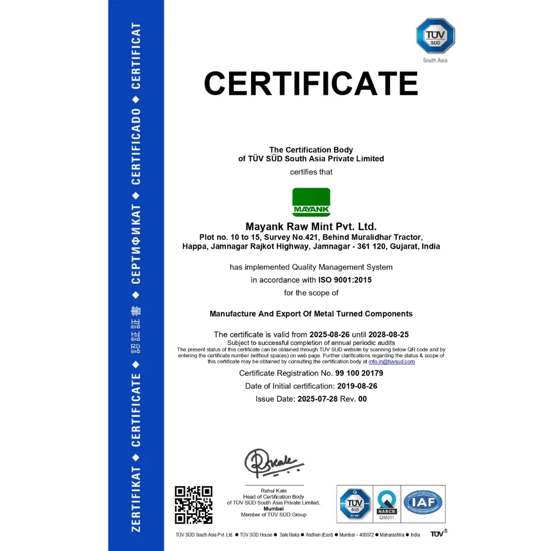 ISO 9001 certification document